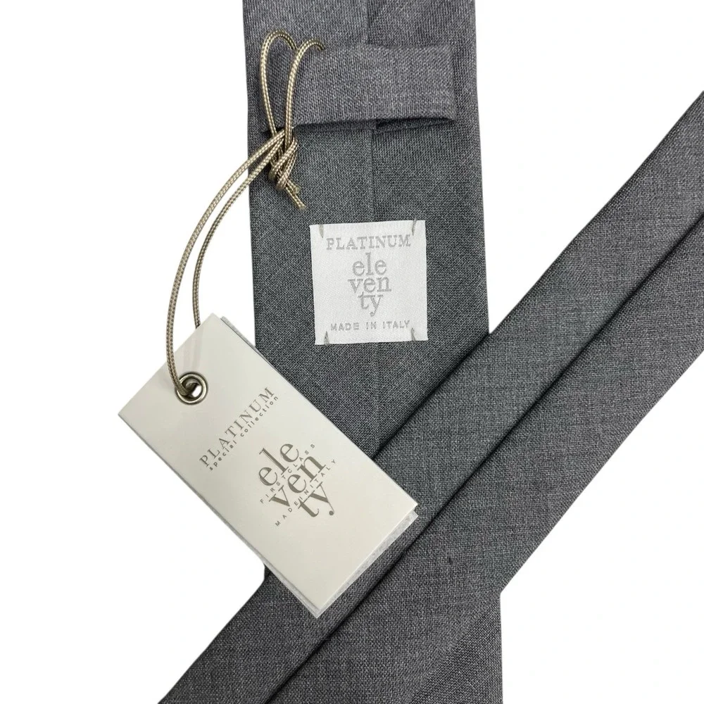 Eleventy First Class Platinum Collection NEW Men's Skinny Gray Tie 2 1/8